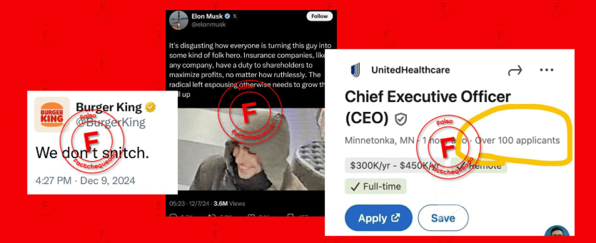 Tres desinformaciones que circulan sobre el asesinato del CEO de UnitedHealthcare y el arresto del&nbsp;sospechoso