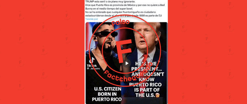 No, Trump no dijo que Bad Bunny era de la “provincia mexicana de Puerto Rico”: la voz es la de un comediante que lo&nbsp;imita