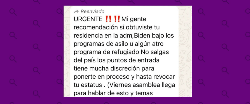 Qué sabemos de un mensaje que circula sobre el peligro de perder la residencia por salir del país si recibiste asilo o refugio en tiempos de Joe&nbsp;Biden