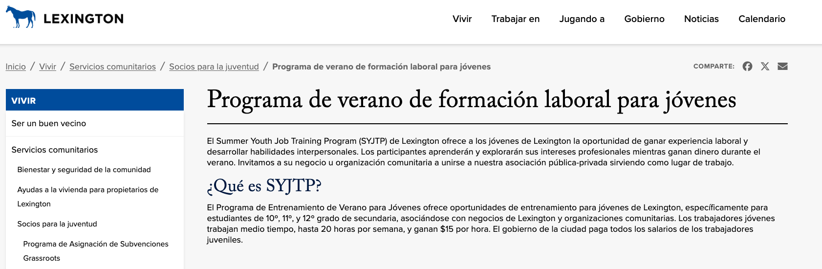 Lexington: Programa de Capacitación Laboral de Verano conecta a estudiantes a puestos de trabajo.